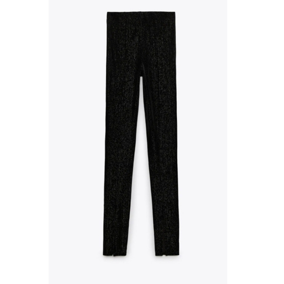 Zara velvet legging metallic thread front slit - Picture 8 of 11